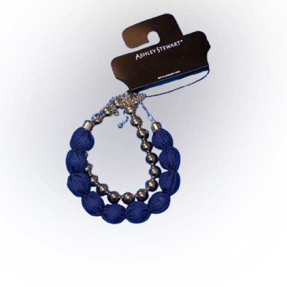 Ashley Stewart Denim And Silver Bracelet